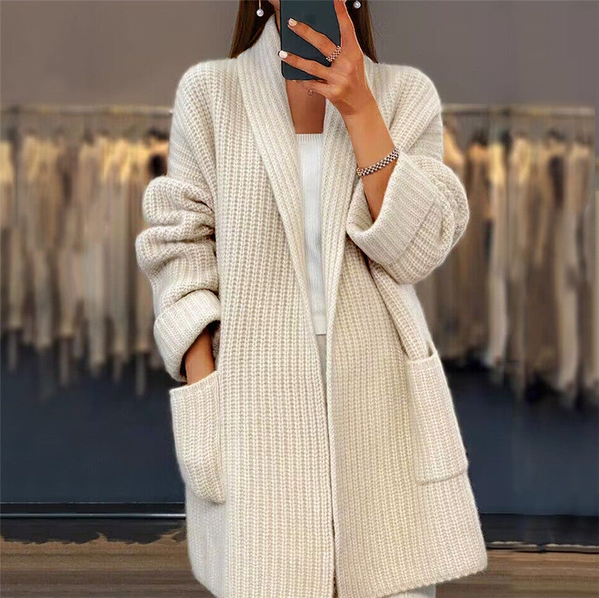Bianca | Maglione in maglia con tasche